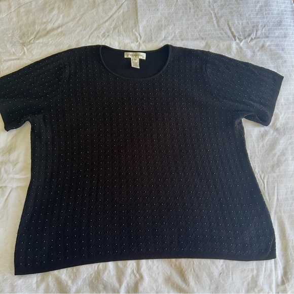 Jones New York Black Beaded Knit Sweater Vintage Pullover Plus size 3X - Picture 10 of 14